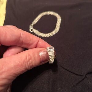 Elegant 925 Silver Ring and Bracelet Set